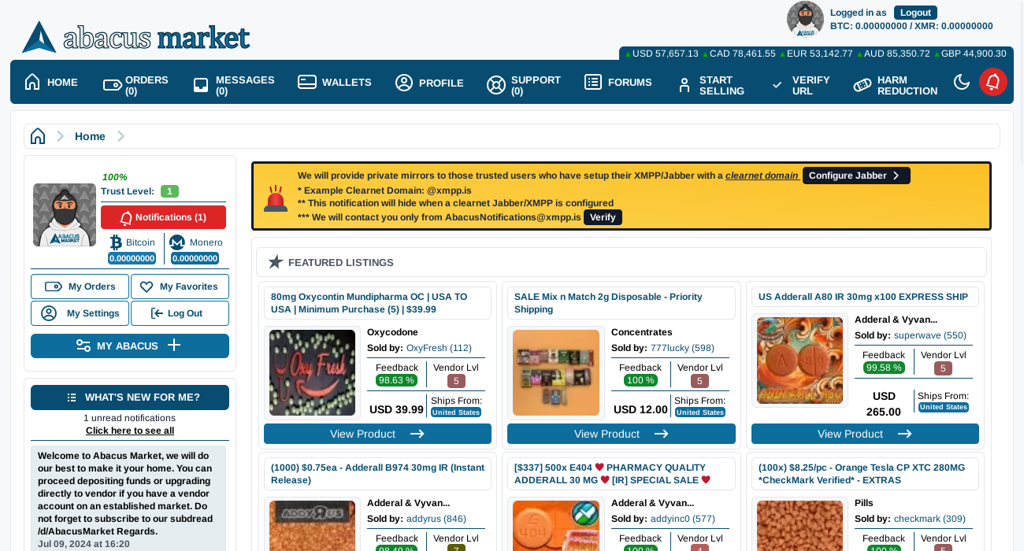 Abacus Darknet Market Home Page 