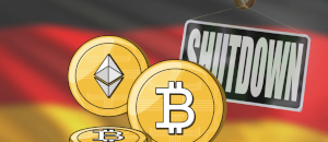 Cryptocurrency Coins With Logos On A German Flag