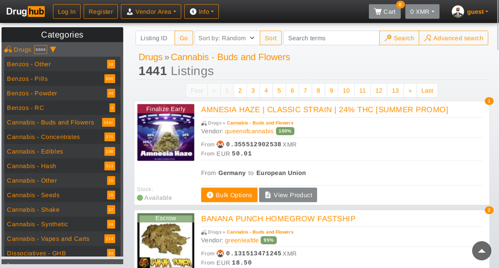 DrugHub Darknet Market Cannabis Section