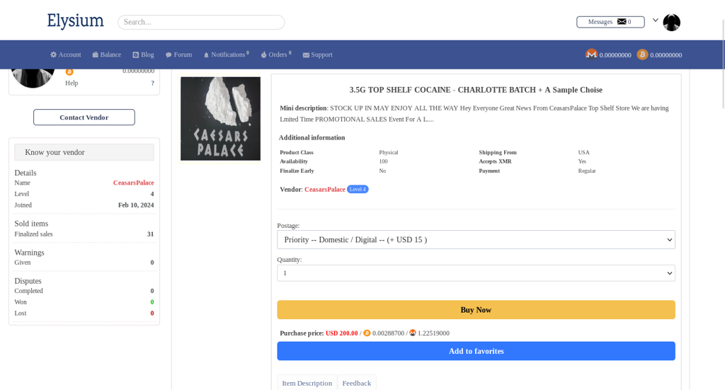Elysium Darknet Market Vendor Information