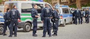 German Police infront of vans