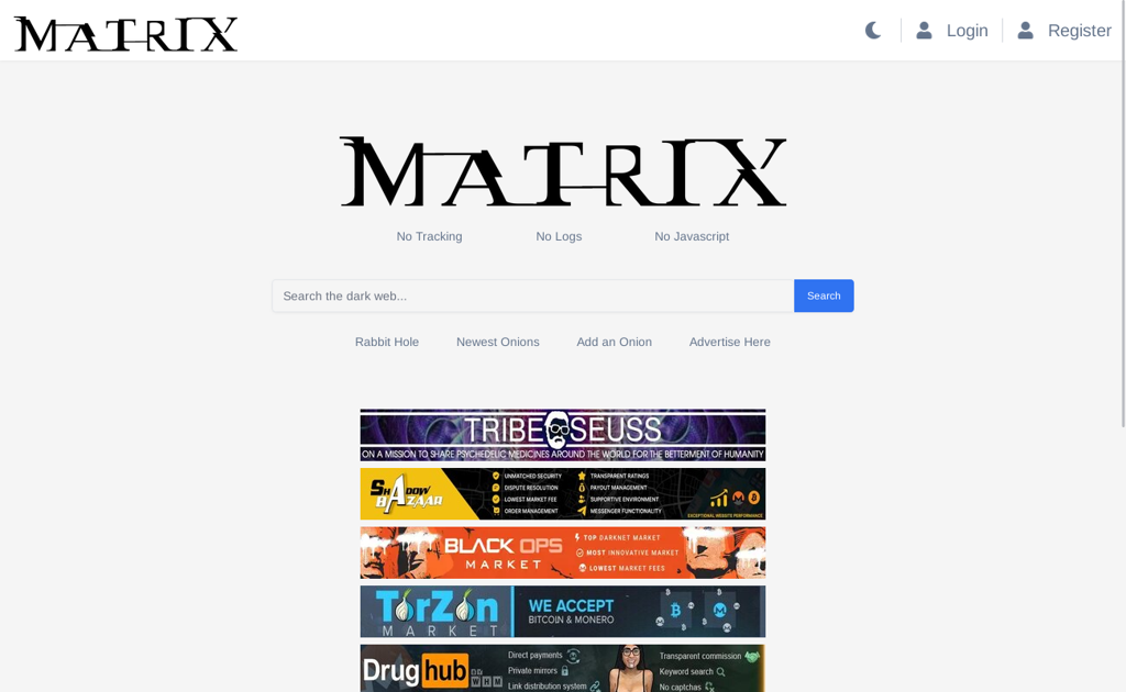 Matrix Darknet Search Engine Homepage