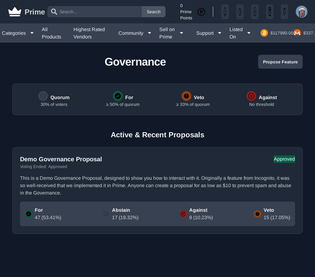 Prime Darknet Market Governance