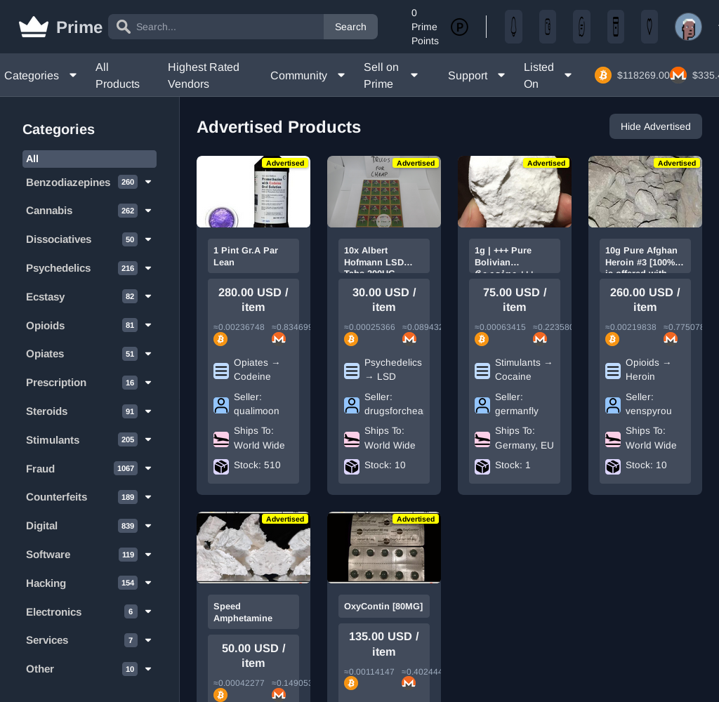 Prime Darknet Market Homepage